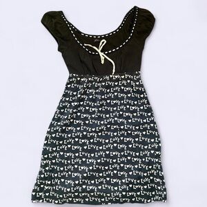 Betsey Johnson vintage Black & White "Love" Print Dress